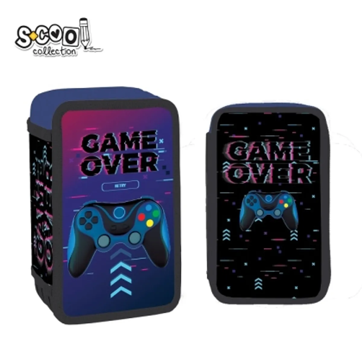 Несесер с 3 ципа SCOOL® GAME OVER, празен