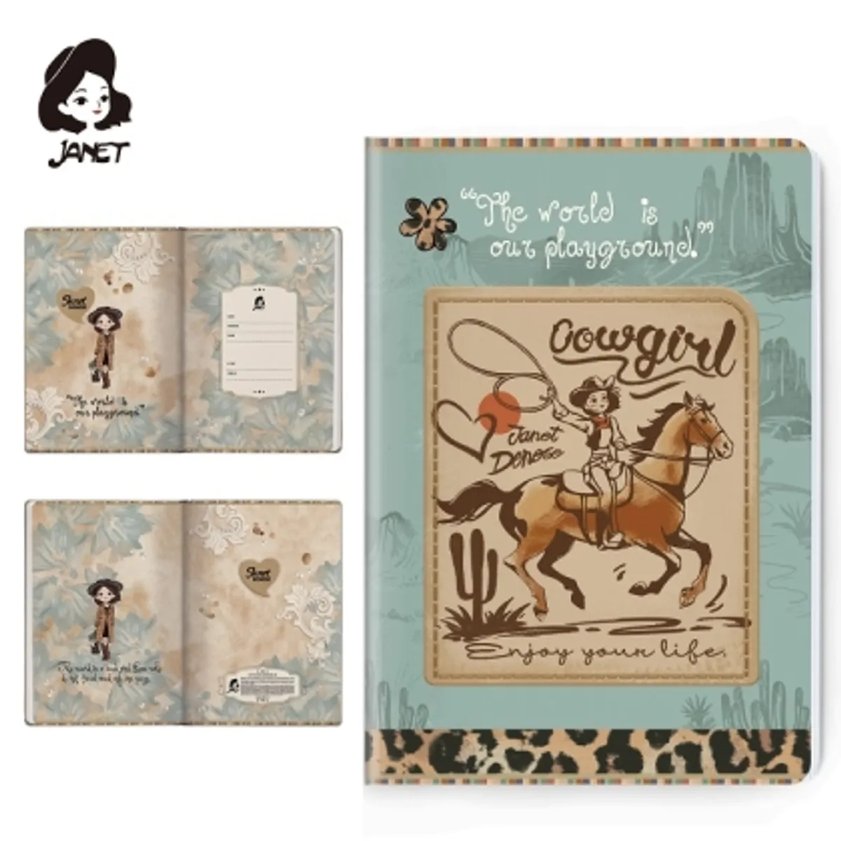 Тетрадки А4 JANET LOTUS/COW MIX, 52 листа, UV лак, МАТ, РЕД, МИКС — снимка 5