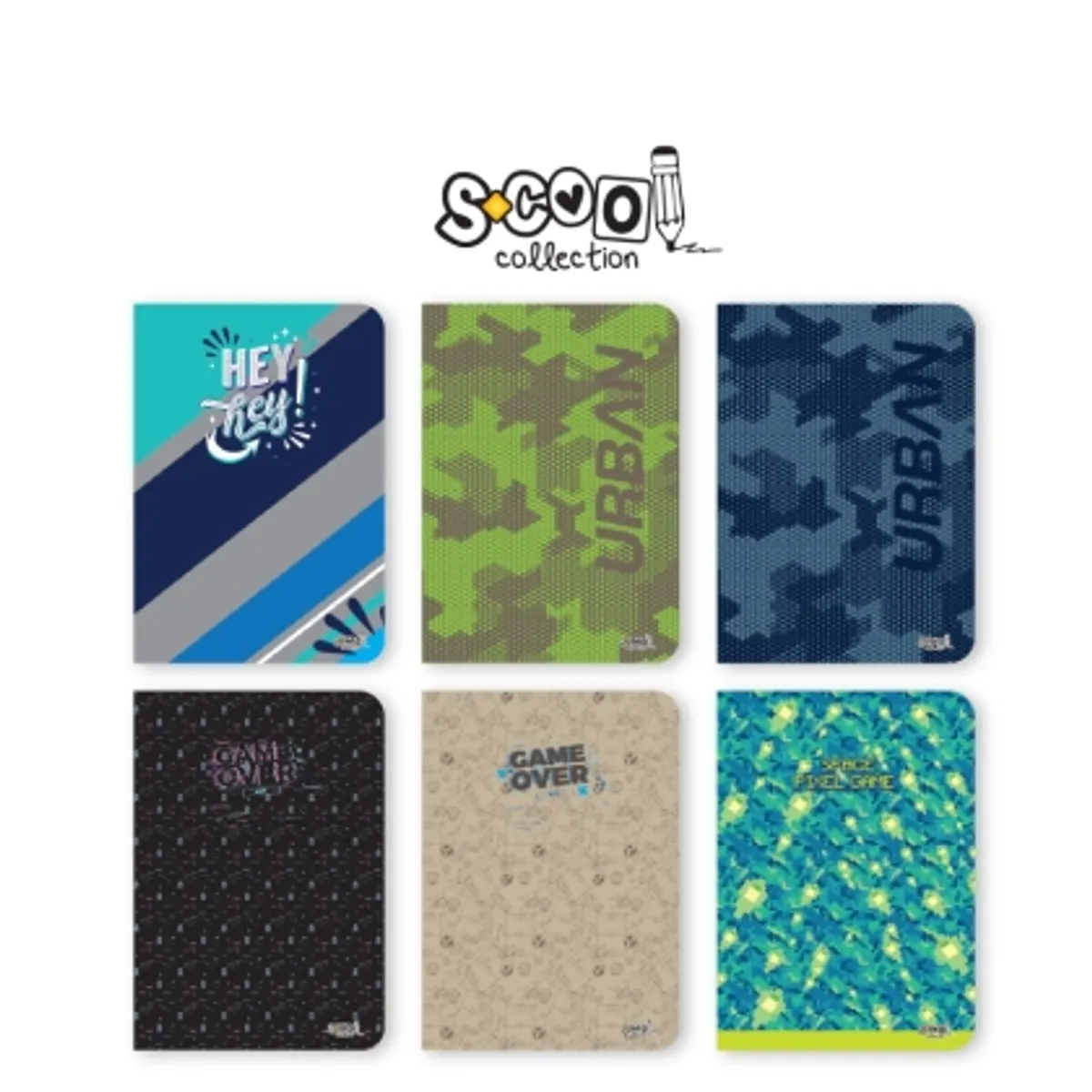 Tетрадки, А4, 60 листа SCOOL® КАРЕ, UV ЛАК, МОМЧЕ, МИКС