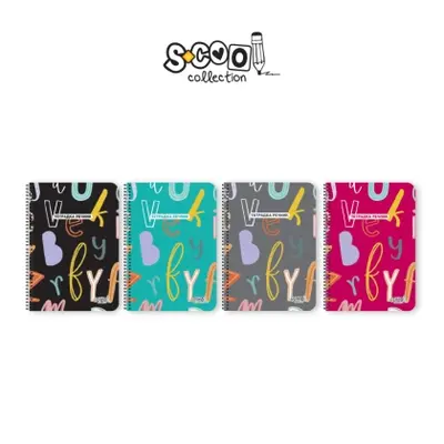 Корица на „Tетрадка-речник, А5, 80 листа SCOOL® спирала, 2 полета, МИКС"