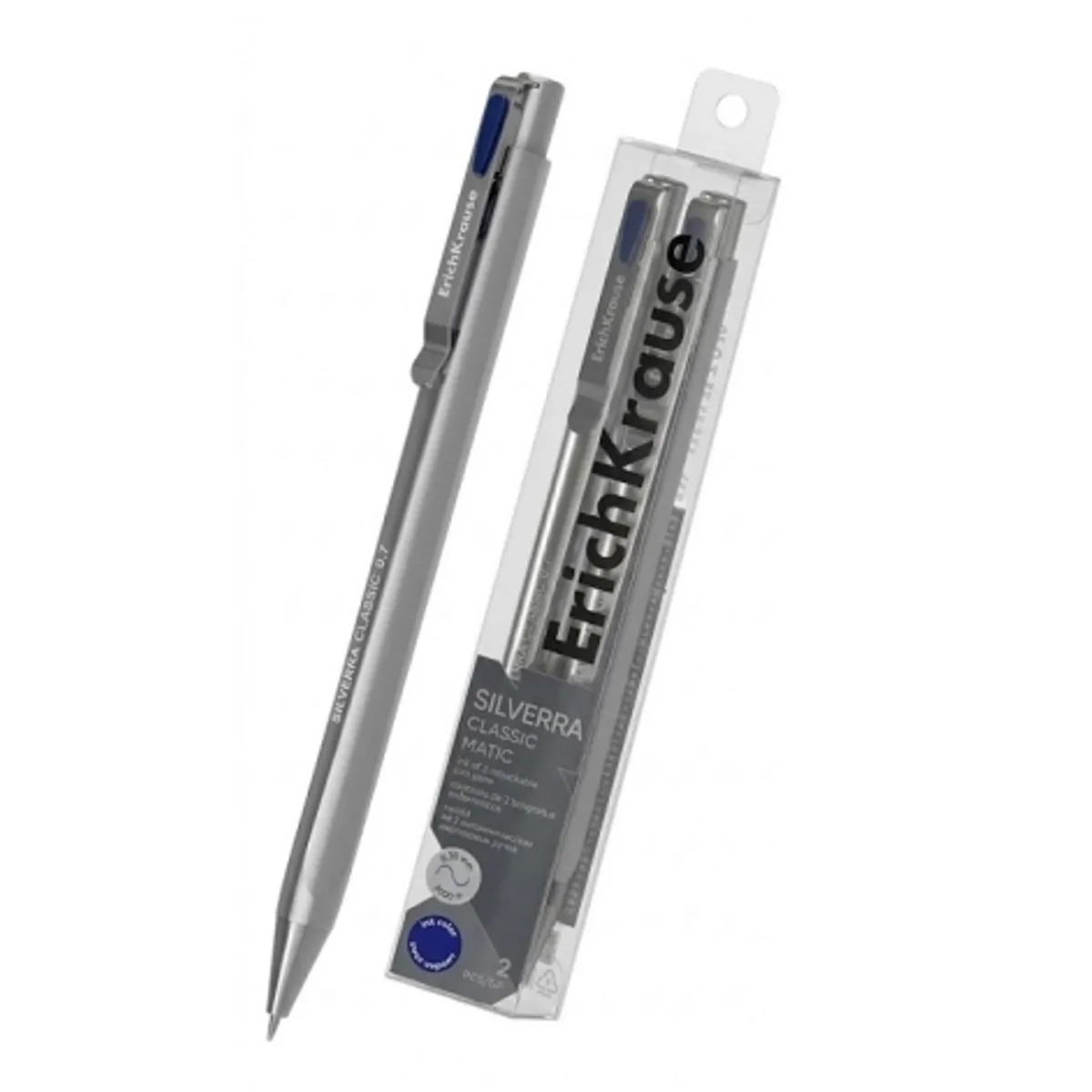 Автоматична химикалка ErichKrause® Silverra Matic Classic 0.7mm, комплект 2 броя