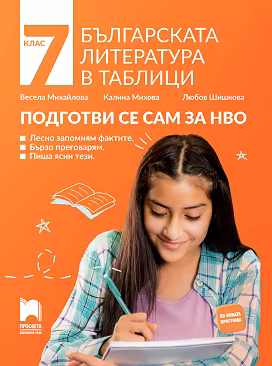 Корица на „Българската литература в таблици. Подготви се сам за НВО за 7. клас"