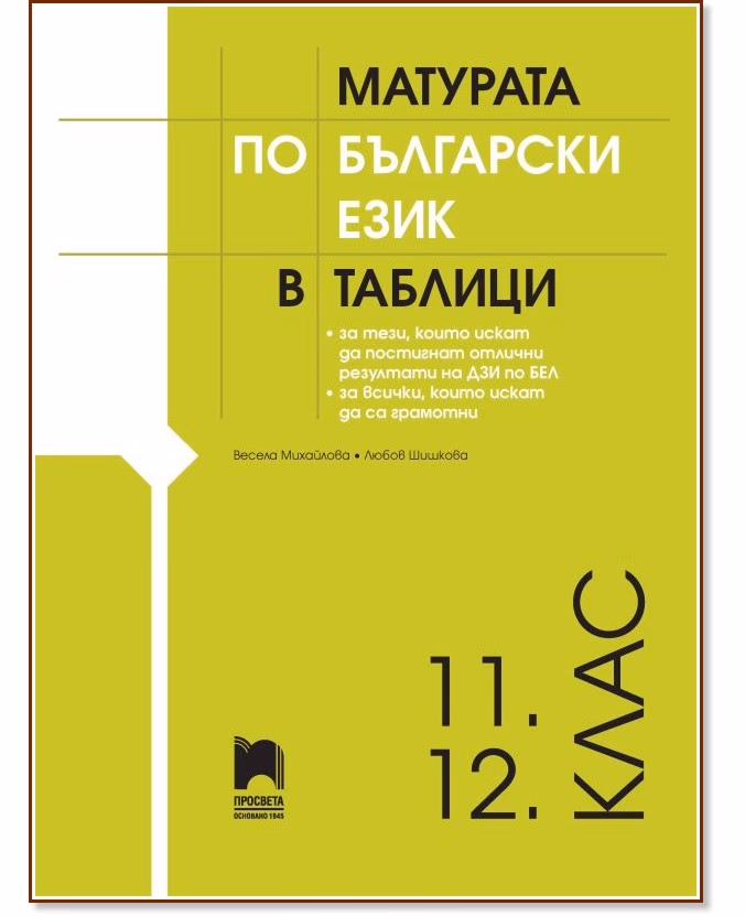 Корица на „Матурата по български език в таблици"