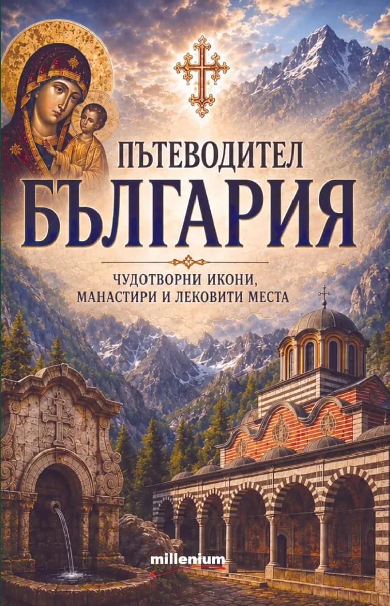 Корица на „Пътеводител България - Чудотворни икони, манастири и лековити места" — София Петрова
