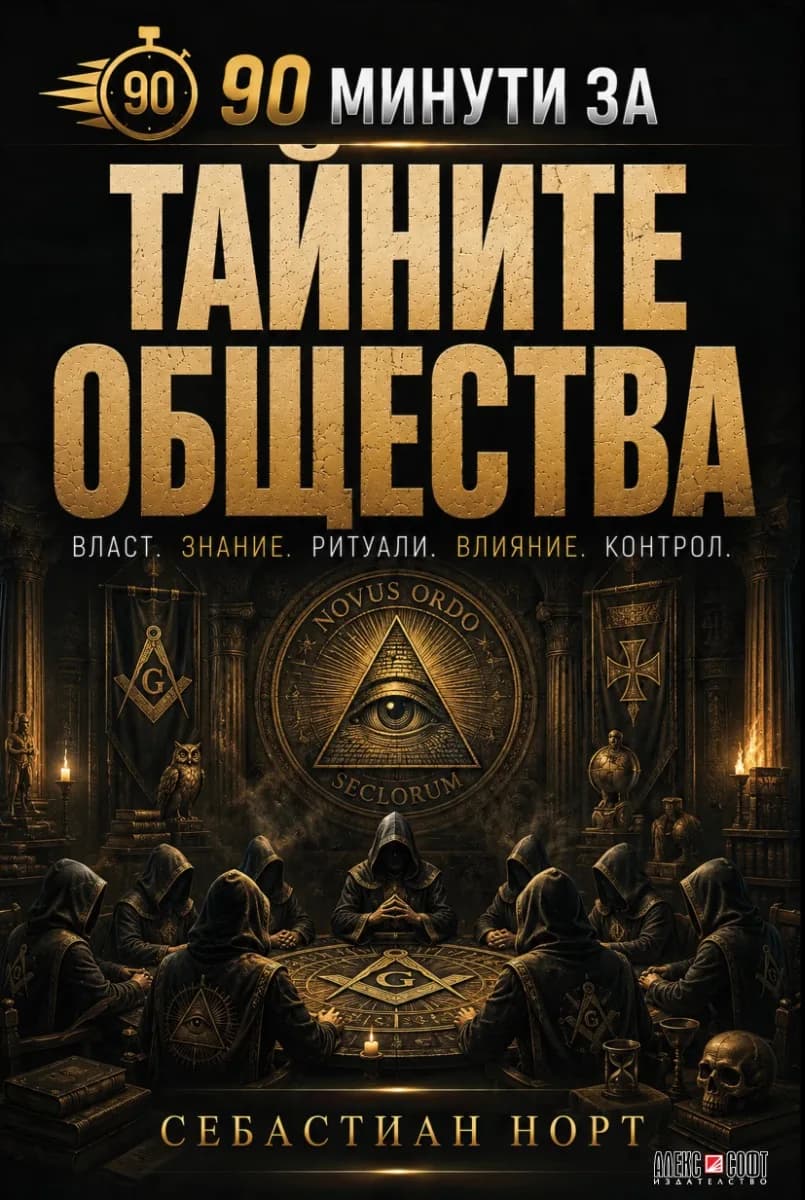Корица на „90 минути за Тайните общества" — Себастиан Норт