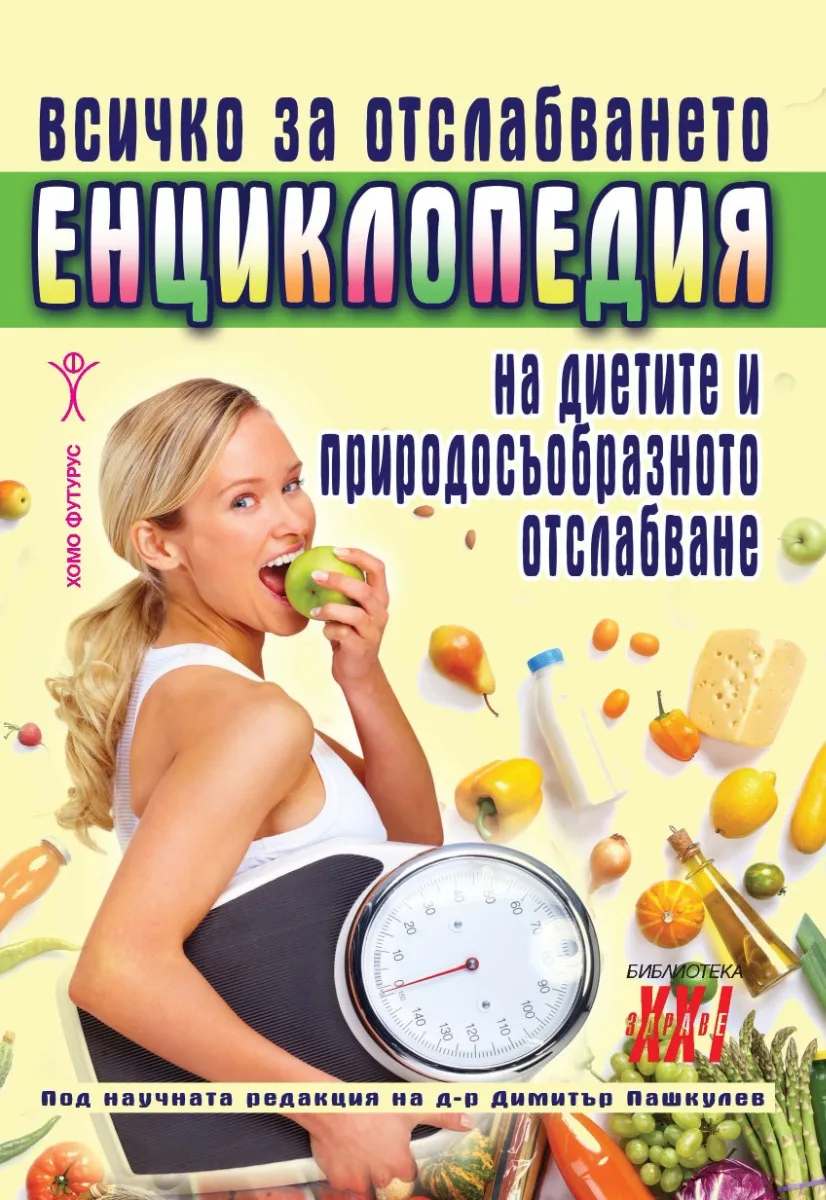 Корица на „Всичко за отслабването - Енциклопедия на диетите и природосъобразното отслабване“