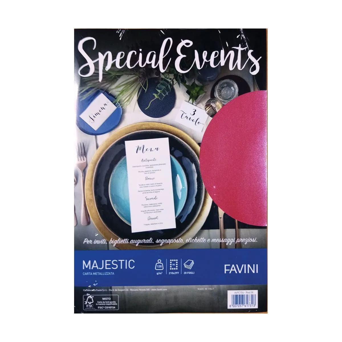 Хартия Favini перлена -120gr- А4-червен -А69C154