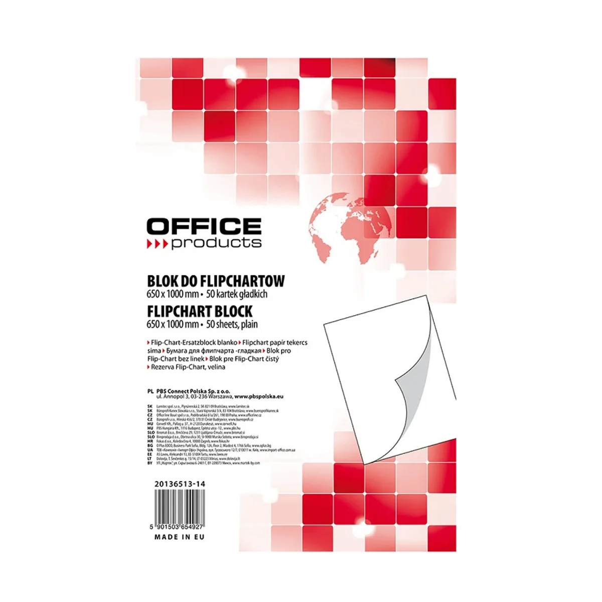 Пад за флипчарт OFFICE PRODUCTS, 65х100 см, бял офсет 70 г, 25 листа