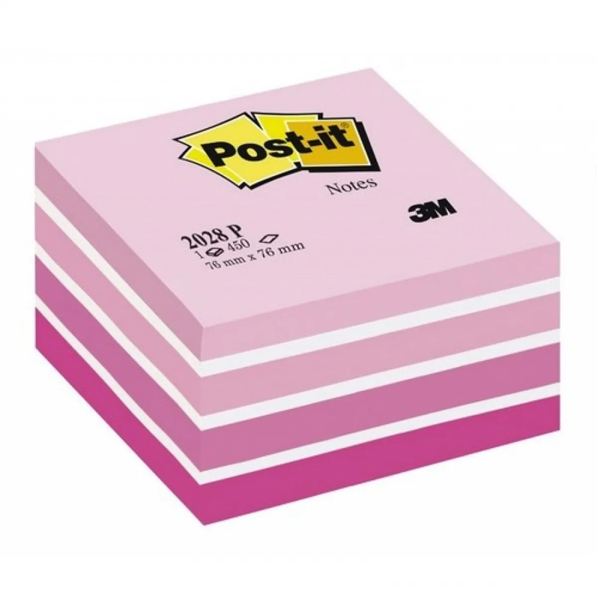Самозалепващо кубче Post-it Pink, 76х76 мм, 450 л., микс, розово, PEFC хартия