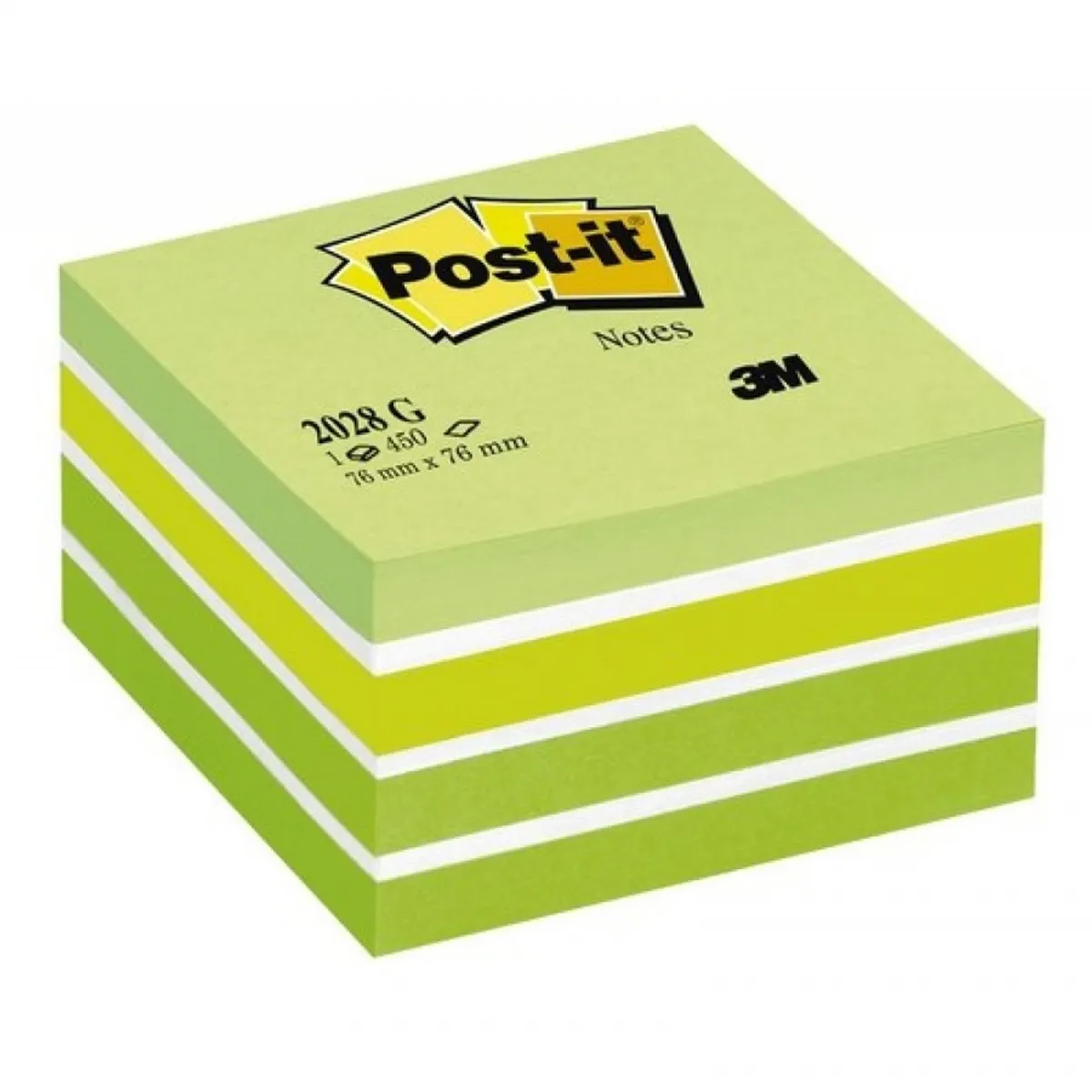 Самозалепващо кубче Post-it Green, 76х76 мм, 450 л., микс, зелено, PEFC хартия