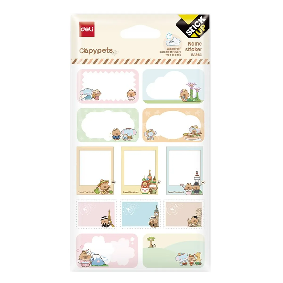 Стикери Deli StickUp Capypets EA963, винилови, 110x165мм, 2 л.