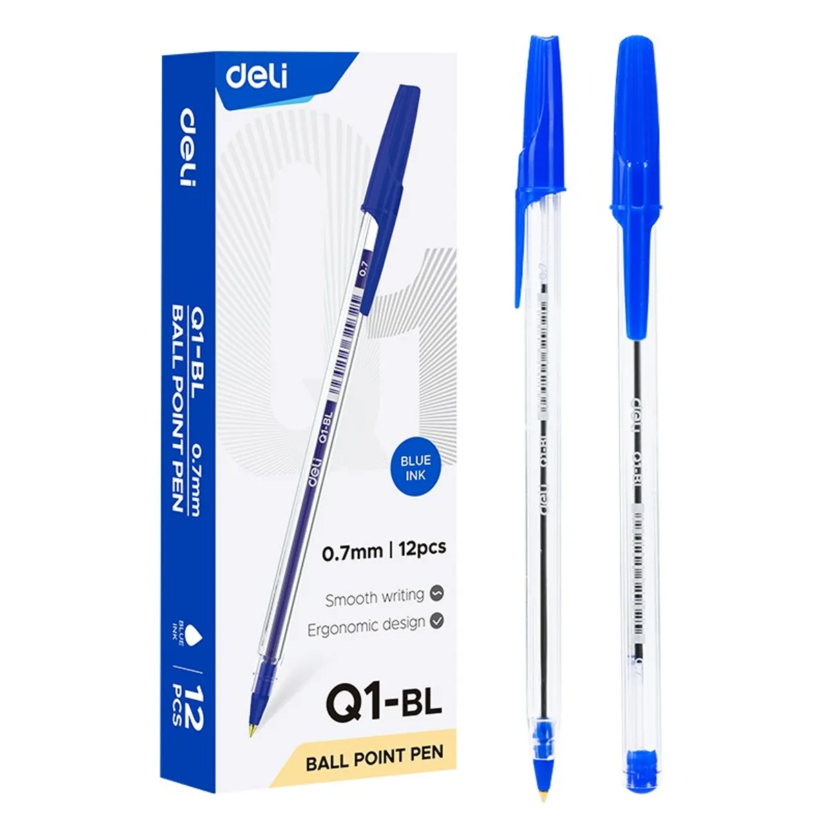 Химикалка Deli think EQ1-BL, 0.7 мм, синя