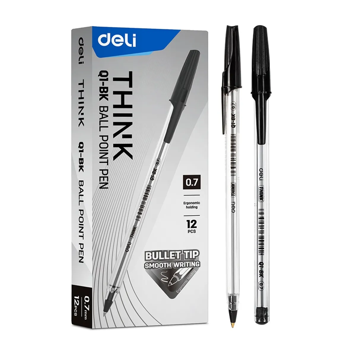 Химикалка Deli think EQ1-BК, 0.7 мм, черна