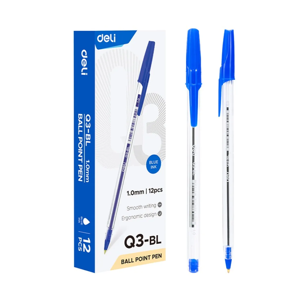 Химикалка Deli think EQ3-BL, 1 мм, синя
