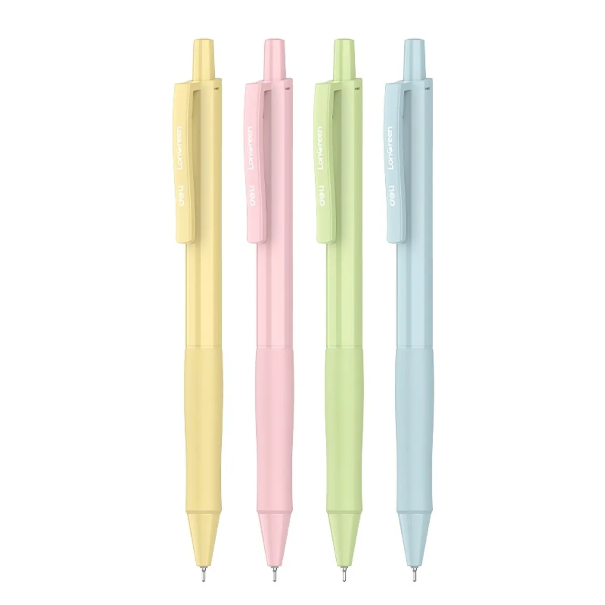Автоматични химикалки Deli LonGreen EQ42E-BL, с грип, иглен връх 0.7 мм, сини, 4 бр.