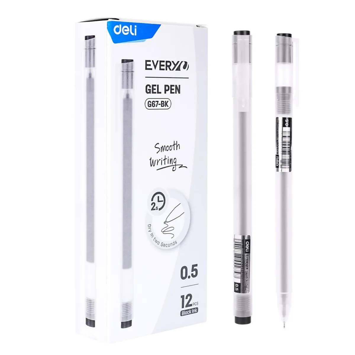 Гелова химикалка Deli EveryU EG67-BK, иглен връх 0.5 мм, черна