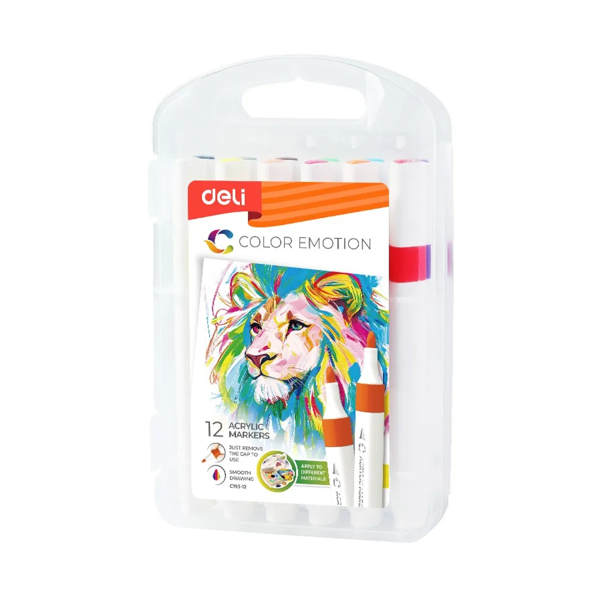 Акрилни маркери Deli Color Emotion EC193-12, 12 цвята, PP опаковка