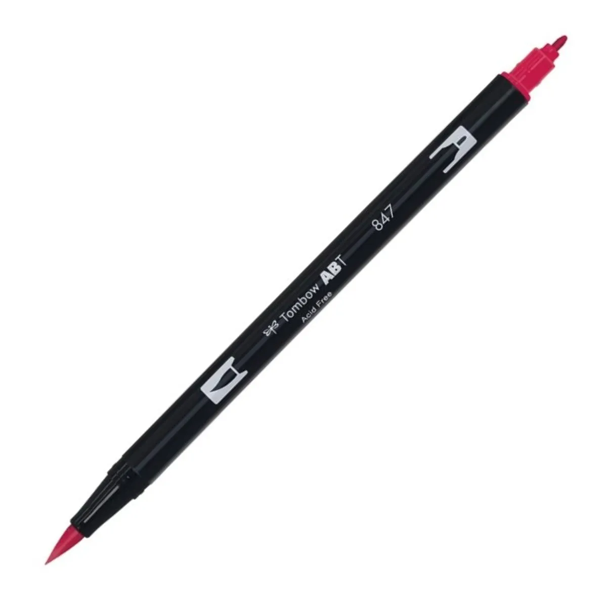 Aкварелен двувърх маркер Tombow ABT Dual Brush, четка 3.5 мм, връх 0.8 мм, 847 crimson