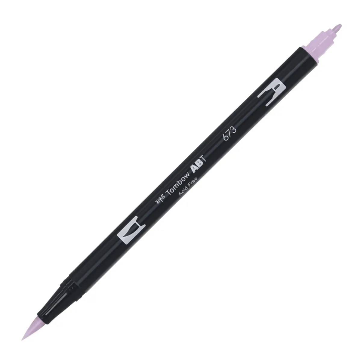 Aкварелен двувърх маркер Tombow ABT Dual Brush, четка 3.5 мм, връх 0.8 мм, 673 orchid