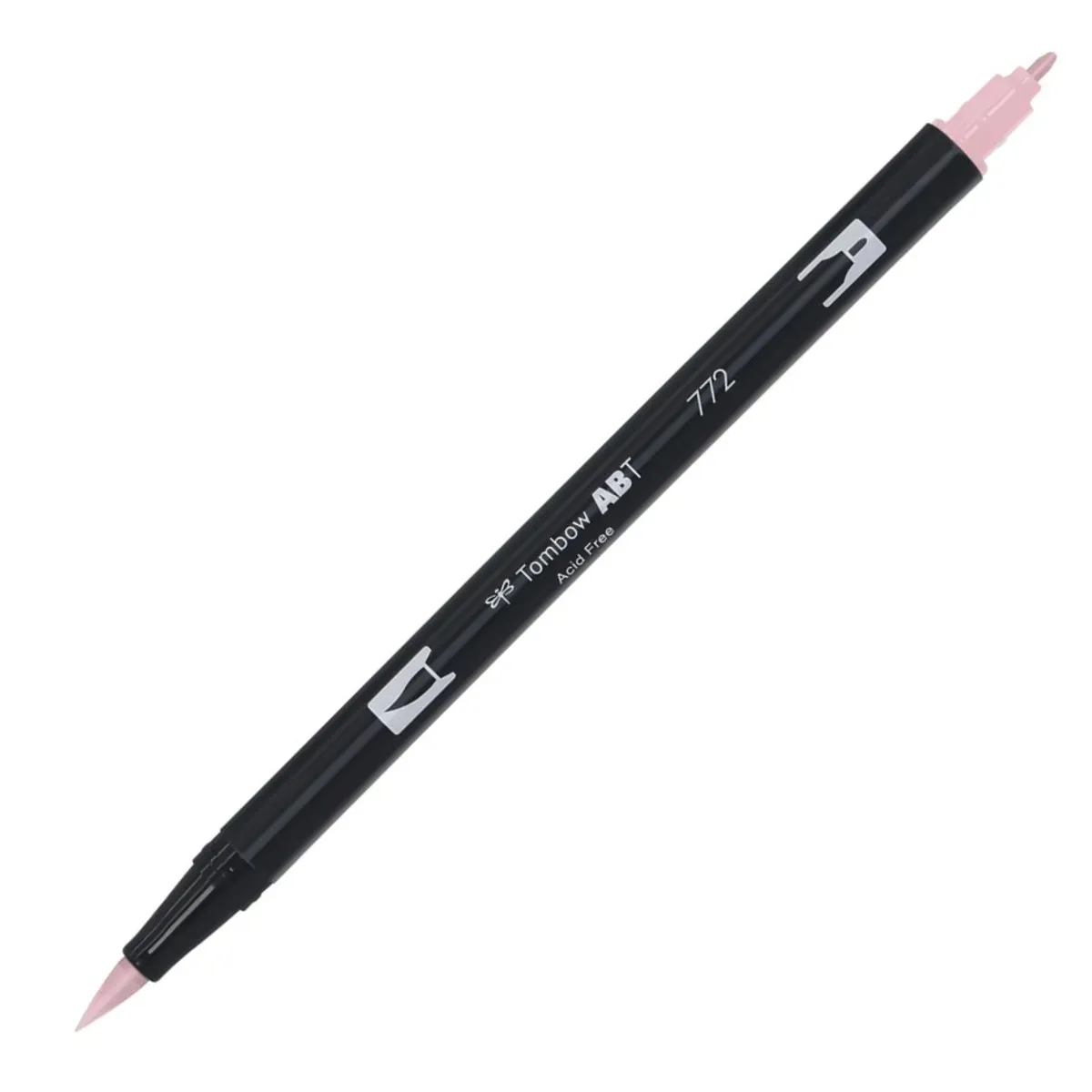 Aкварелен двувърх маркер Tombow ABT Dual Brush, четка 3.5 мм, връх 0.8 мм, 772 dusty rose