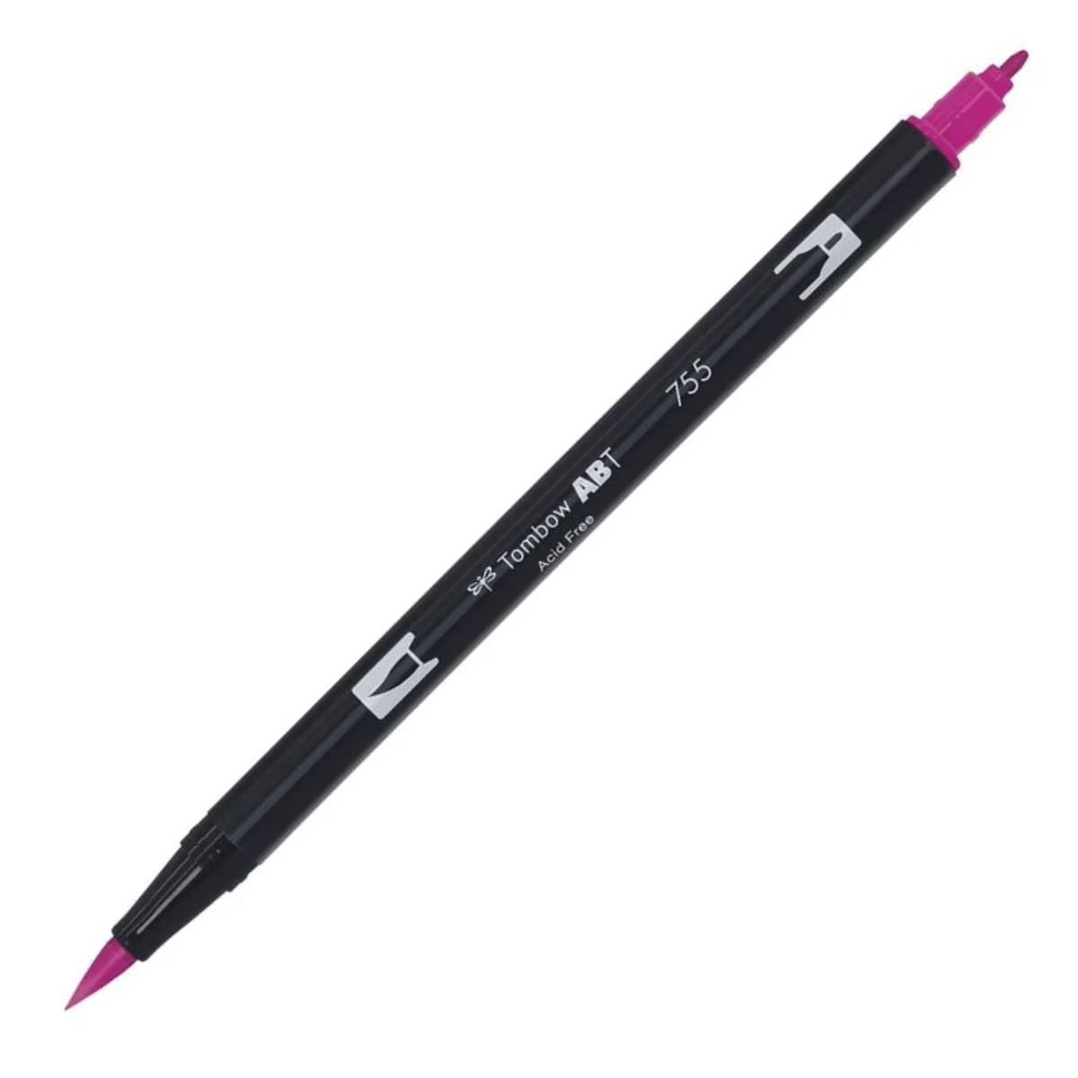 Aкварелен двувърх маркер Tombow ABT Dual Brush, четка 3.5 мм, връх 0.8 мм, 755 rubine red