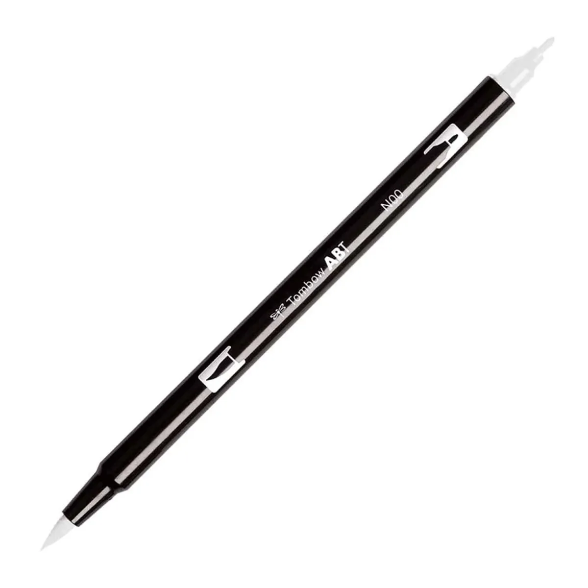 Aкварелен двувърх маркер Tombow ABT Dual Brush, четка 3.5 мм, връх 0.8 мм, N00 blender pen