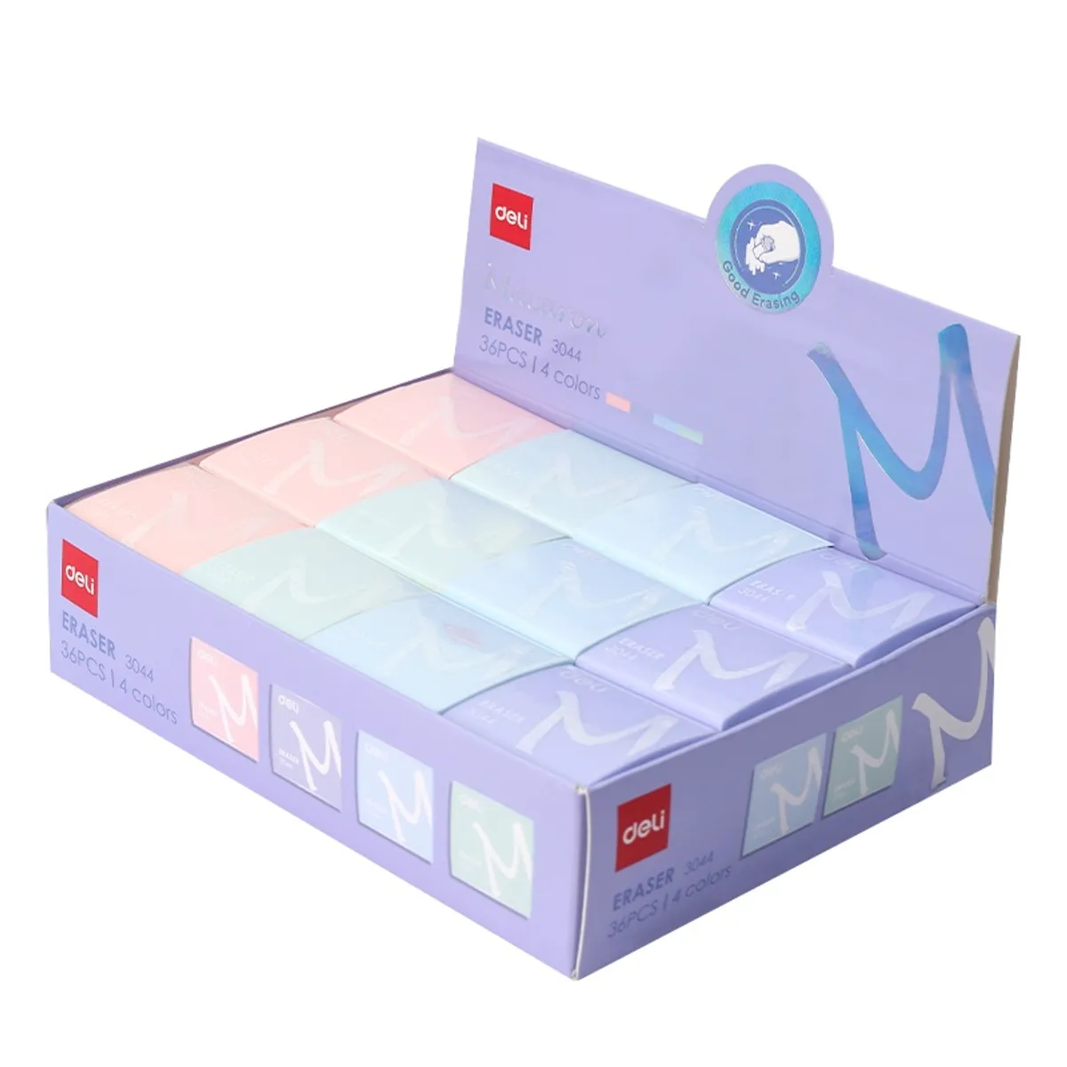 Гума за молив Deli Macaron E3044, 35х35х11 мм, цветна