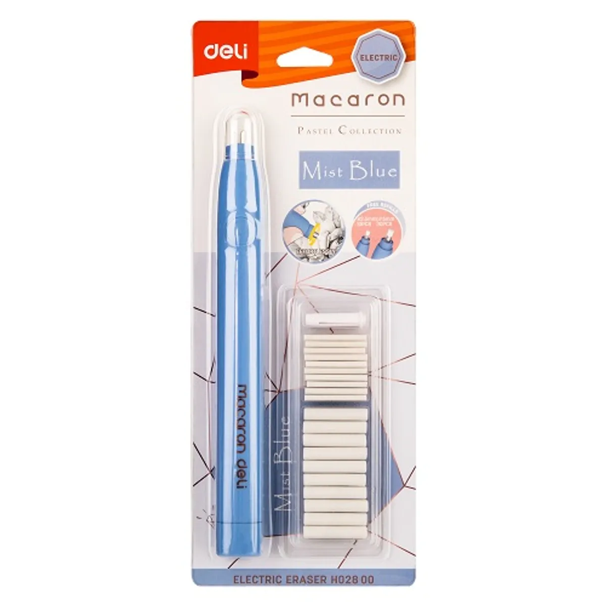 Електрическа гума за молив Deli Macaron EH02800, 178х17х18 мм, цветна
