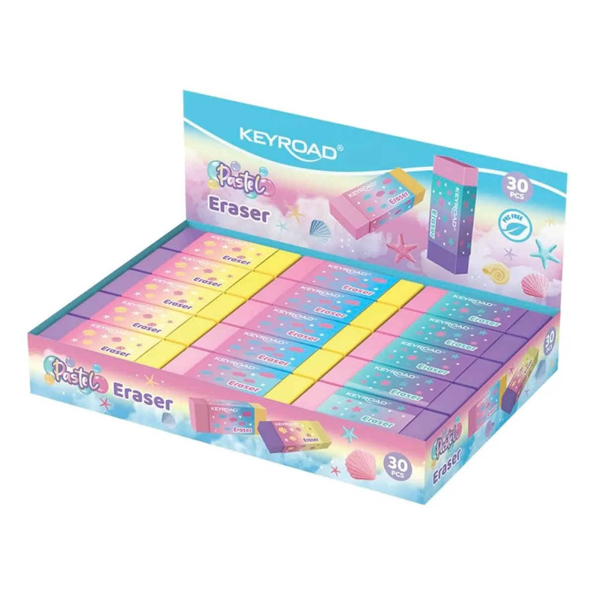 Гума за молив KEYROAD PASTEL RAINBOW, 50х19х10 мм, цветна