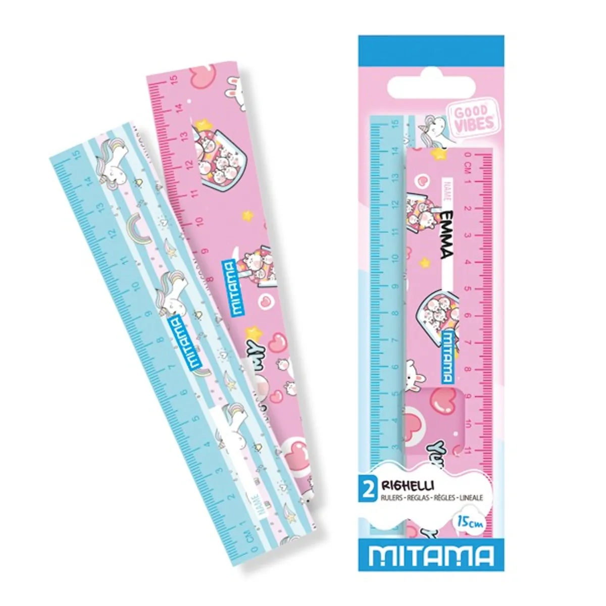 Линии 15 см MITAMA Good Vibes, за момиче, опаковка 2 бр.