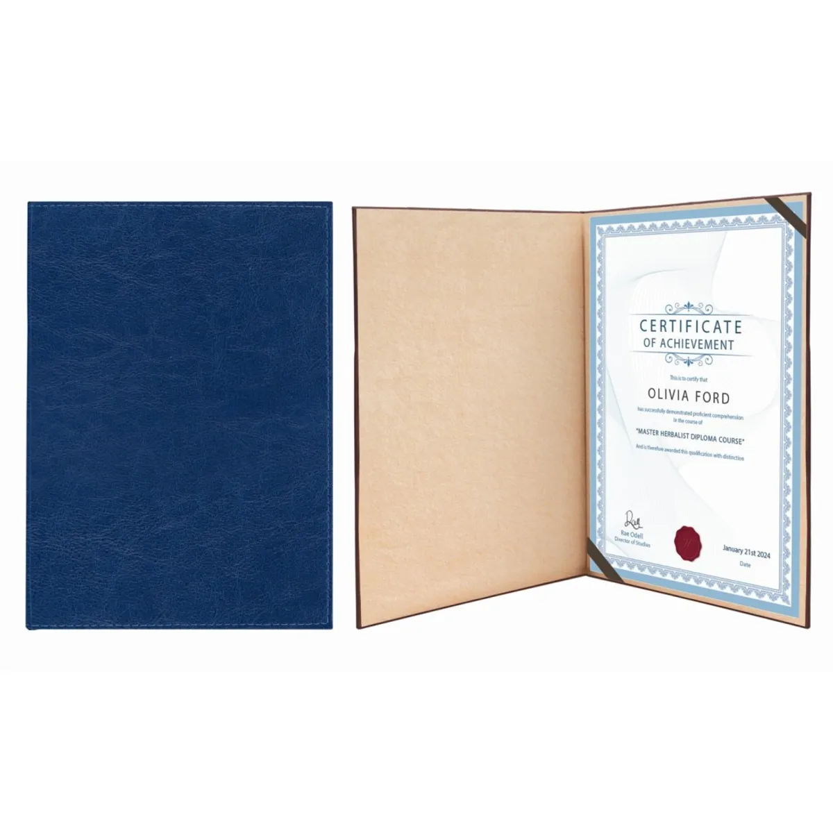 Папка за сертификати LASTVA Certificate A4+, 230x320 мм, PU термокорица, синя