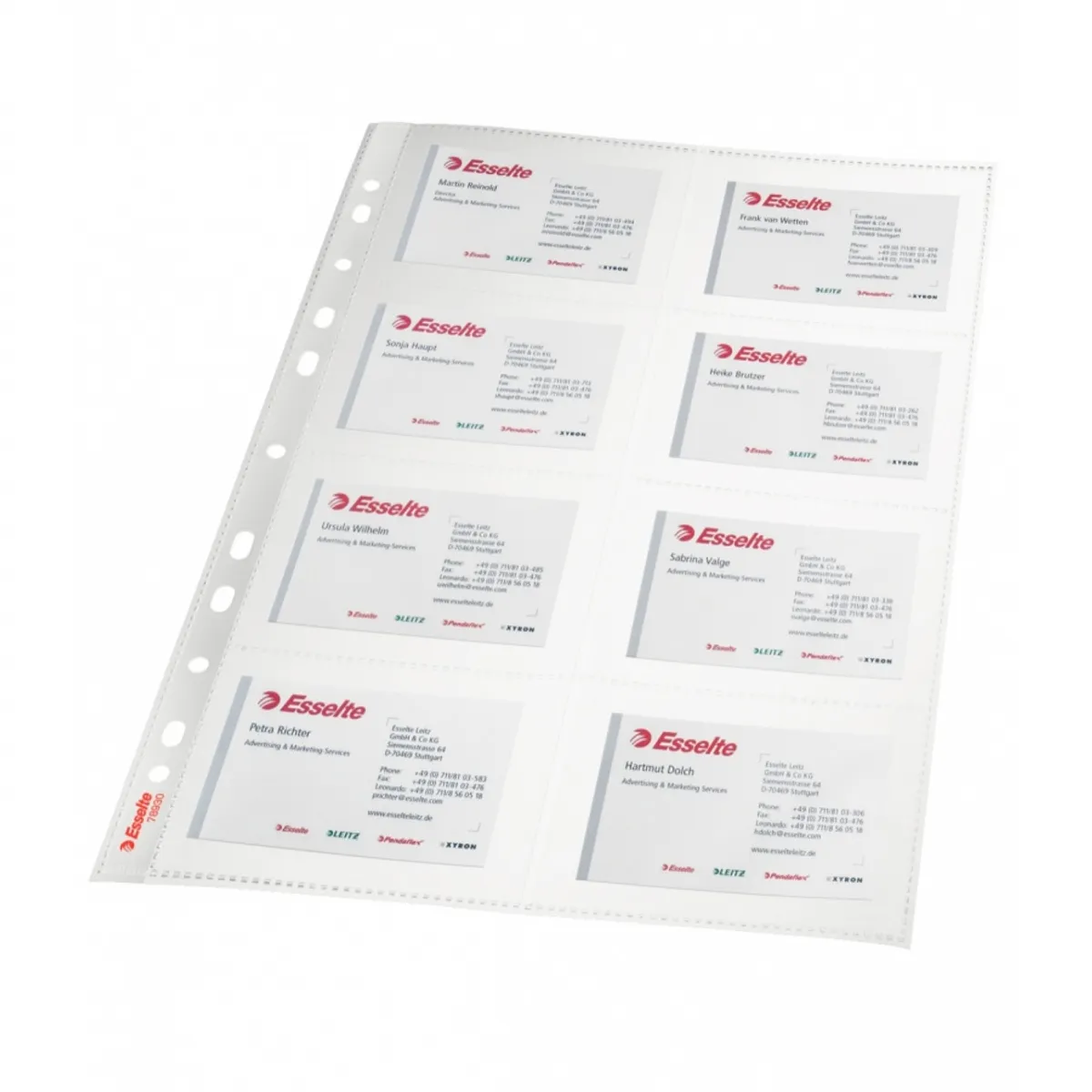 Джоб за визитни картички Esselte, с европерфорация, A4, РР 105 mic, мат