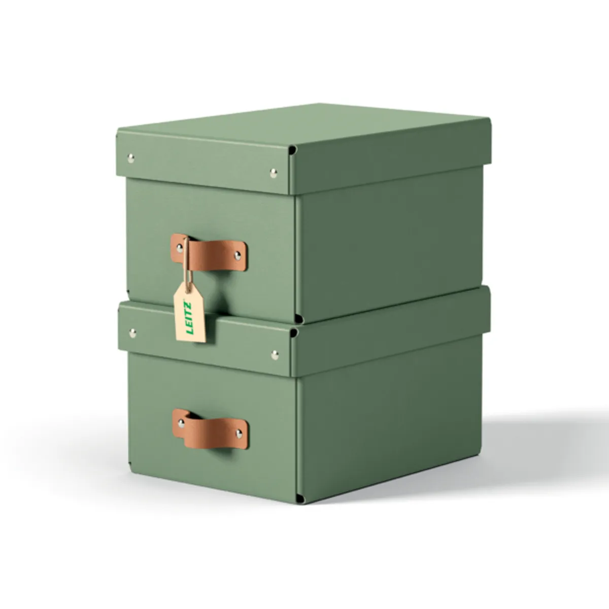 Кутия за съхранение LEITZ Puro, с капак, small, 200х150х280 мм, рециклиран картон, зелена