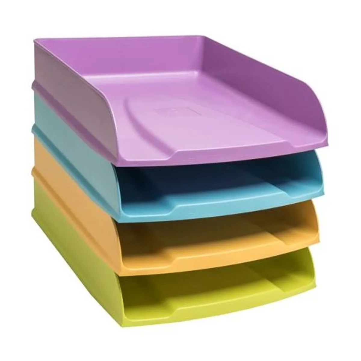 Комплект хоризонтални поставки EXACOMPTA Pop'Nco, Polystyrene, 4 цвята - син, лилав, лайм, манго
