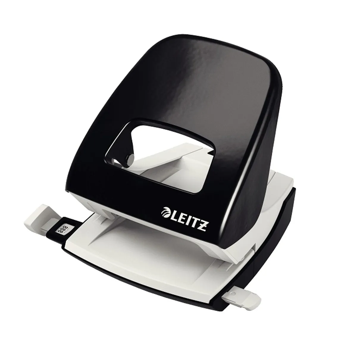 Перфоратор LEITZ 5008 NeXXt, за 30 л.(80 г), с ограничител, 98x109x121 мм, метален, черен