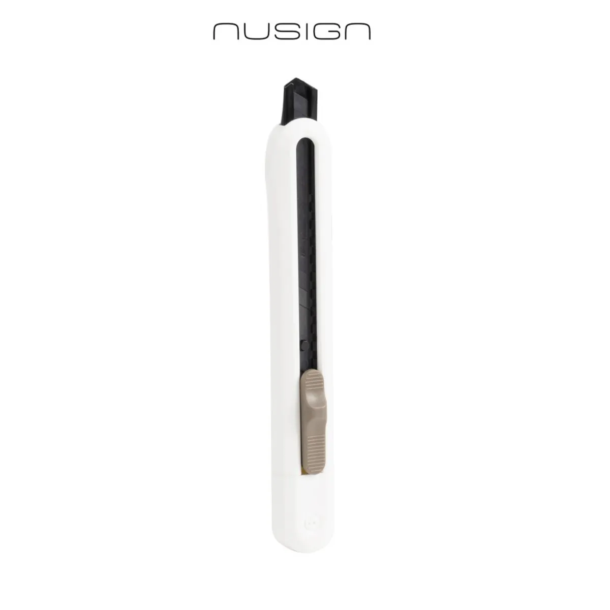 Макетен нож Nusign Classic ENS063, SK5, 196х56х24 мм, черно острие 9 мм, метален водач, бял