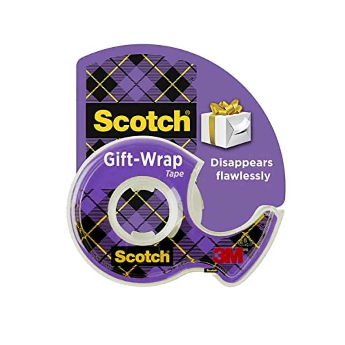 Матово тиксо Scotch Gift Wrap, 19 мм х 7.5 м, невидимо, с диспенсър