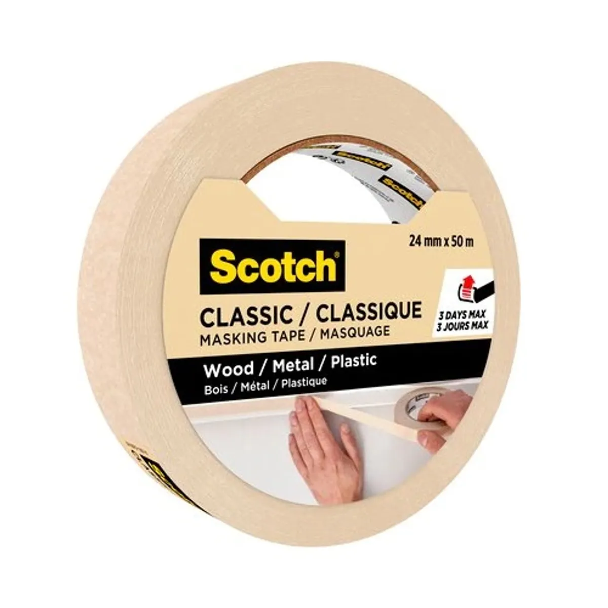 Хартиена лента Scotch Classic 2450, 24 мм x 50 м, самозалепваща, бежова