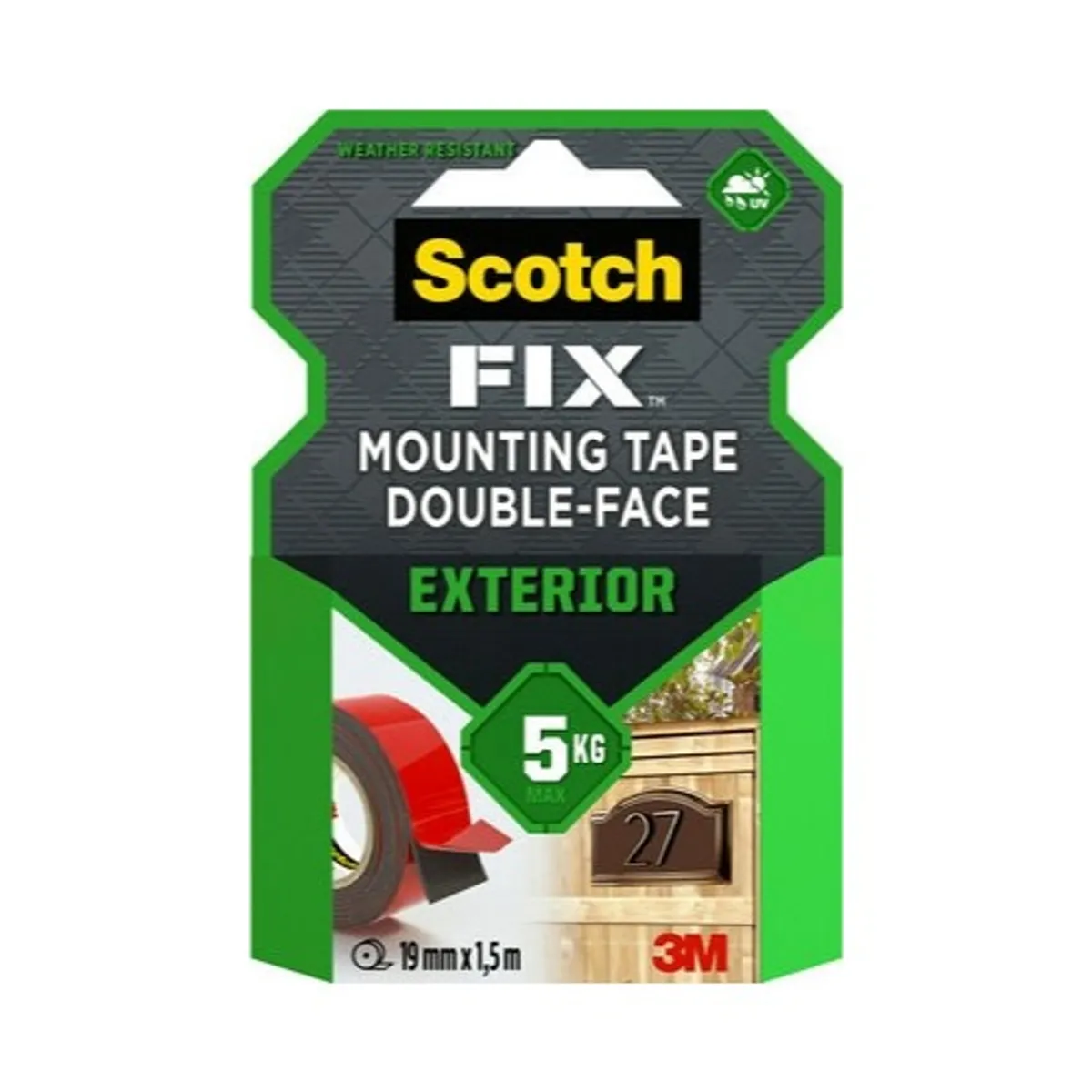 Монтажна лента Scotch-FIX™, за външно приложение, до 5 кг, 19 мм x 1.5 м