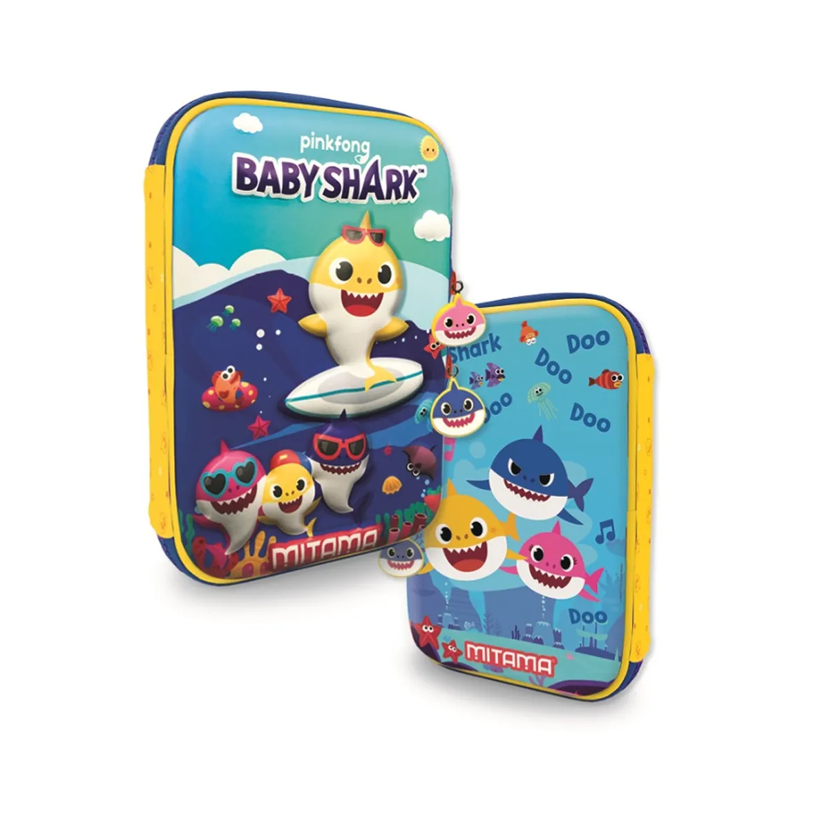 Несесер с пълнеж MITAMA Baby Shark 3D от 8 флумастери и 8 восъчни пастели