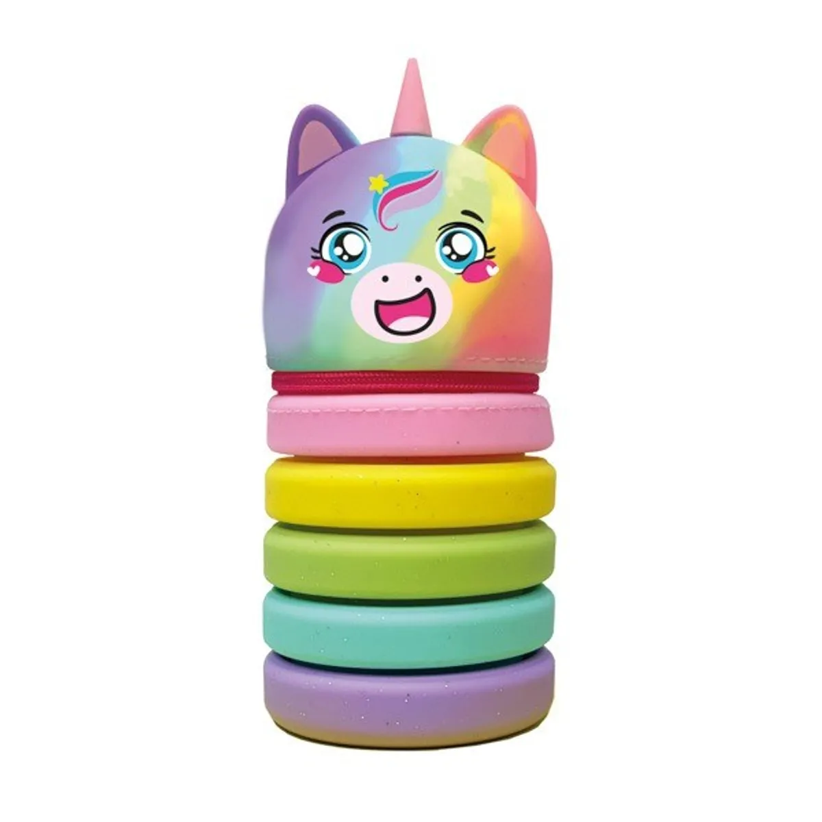 Силиконов несесер MITAMA BOOM! Unicorn, разтягащ се, d7см, 13-20 см, шарен еднорог с дъга