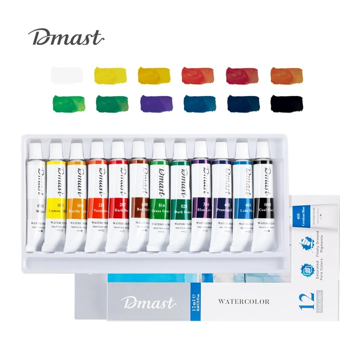 Акварелни бои Deli Dmast EC310-12, в тубички 12 мл, 12 цвята