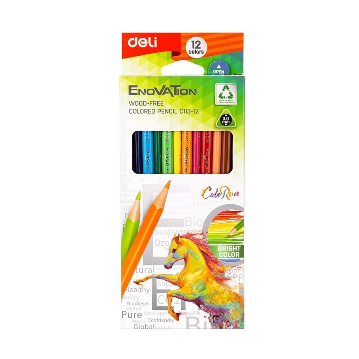 Цветни моливи Deli Enovation EC113 -12 цв.-дълги