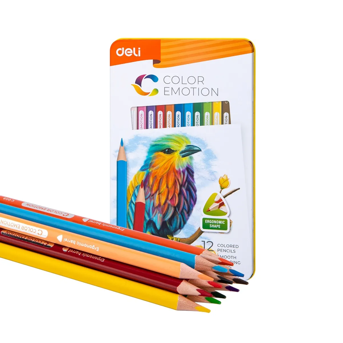 Цветни моливи Deli Color Emotion-12 цв.-мет.кут.