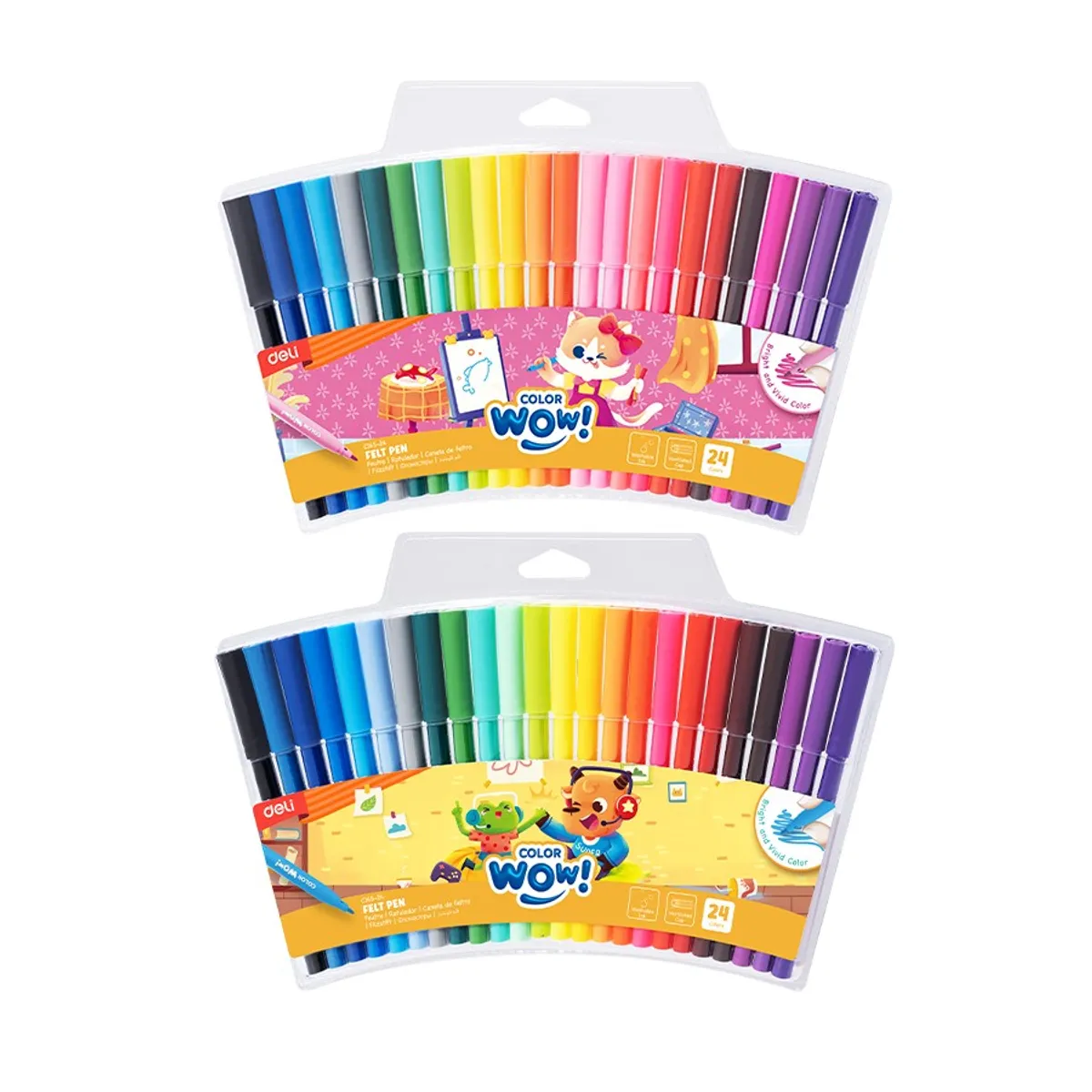 Флумастери Deli Color wow! EC165-24, връх 1.2 мм, 24 цвята, PVC опаковка