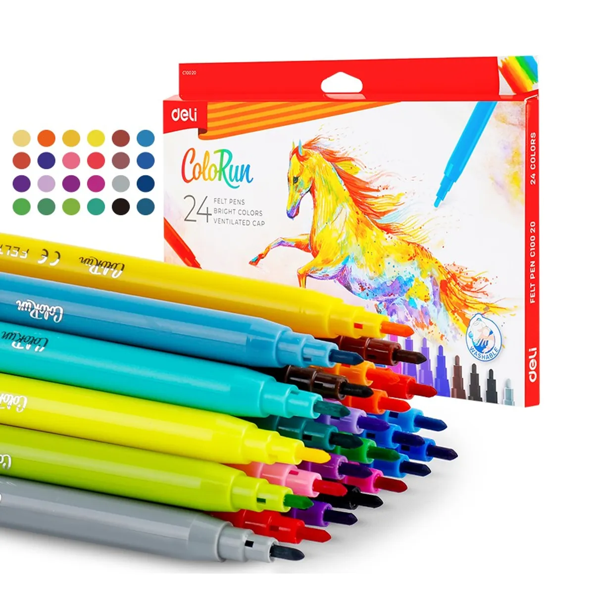Флумастери Deli ColoRun EC10020, 24 цвята
