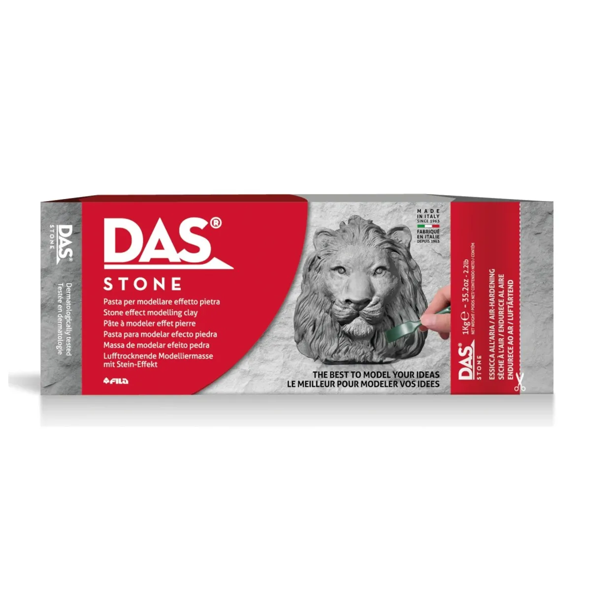 Самосъхнеща глина DAS Grey Stone, с ефект на камък, 1 кг, сива