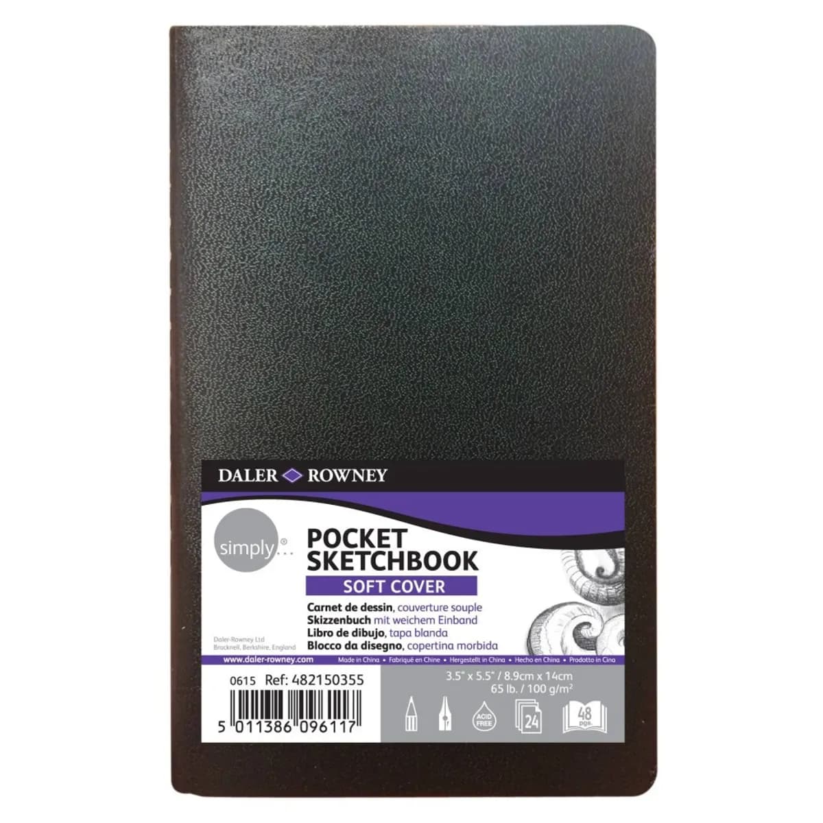Тефтер за скициране DALER-ROWNEY Simply Soft, 140x89 мм, 100 г/кв.м, 24 л.