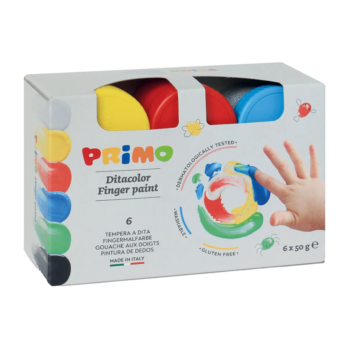 Бои за рисуване с пръсти Primo-6 цв. х 50 мл