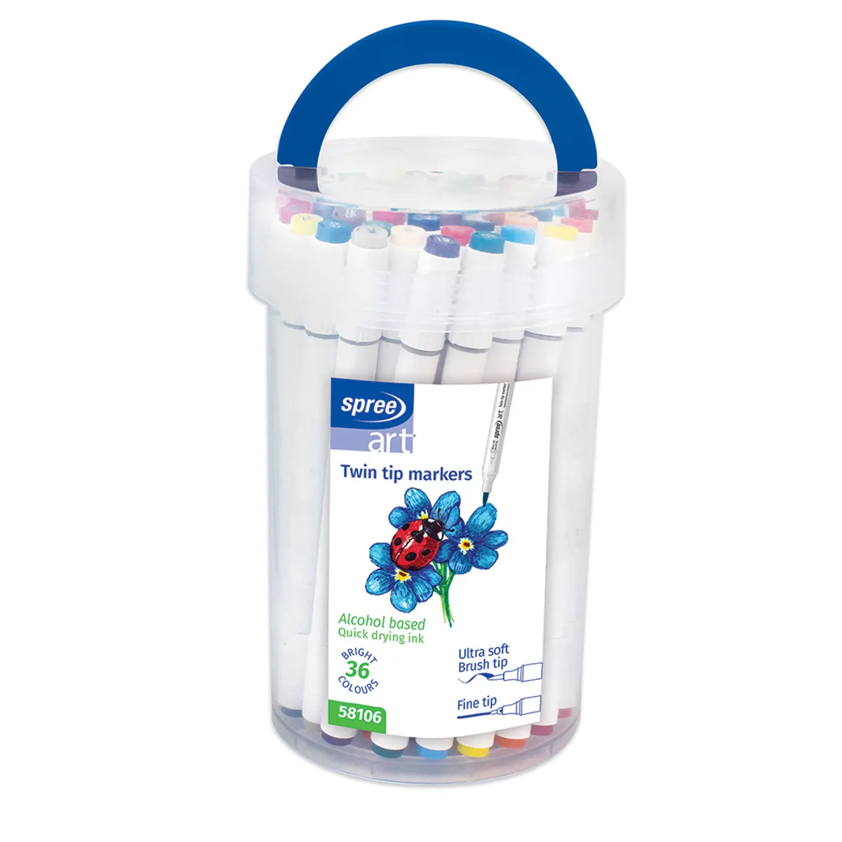 Маркери Spree двувърхи Art Soft Brush -36 цв